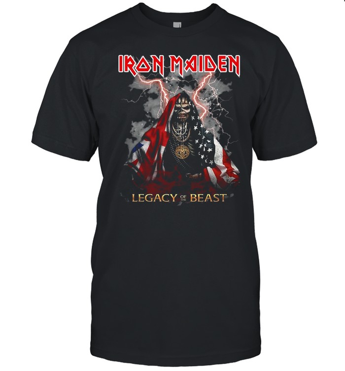 Iron Maiden Legacy of the Beast American flag shirt Classic Men's T-shirt