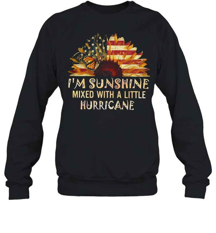 Womens Hoodies Pullover Graphic Sunflower Im Sunshine Mixed with A Little Hurricane Sweatshirt with Stripes on Arms 