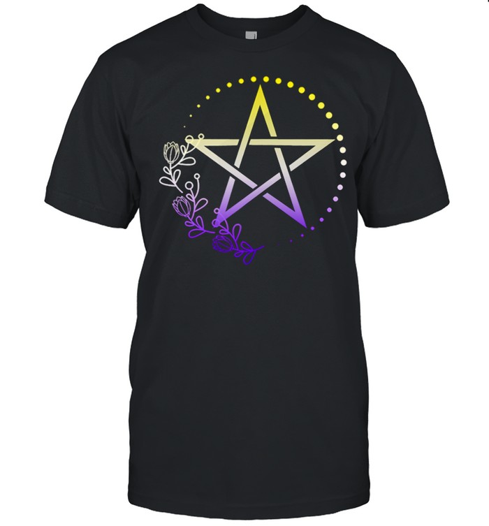 Nonbinary Pentagram Wiccan Pagan NB Enby Pride Flag Boho shirt Classic Men's T-shirt