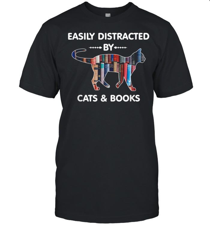 Cat Nerdy Easily Distracted By Cats and Books shirt Classic Men's T-shirt