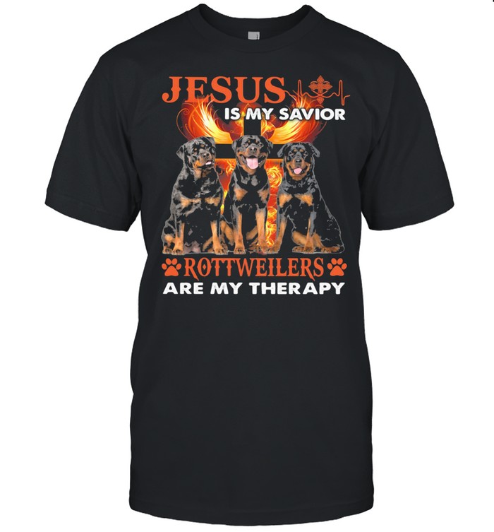 Jesus Is My Savior Rottwellers Are My Therapy  Classic Men's T-shirt