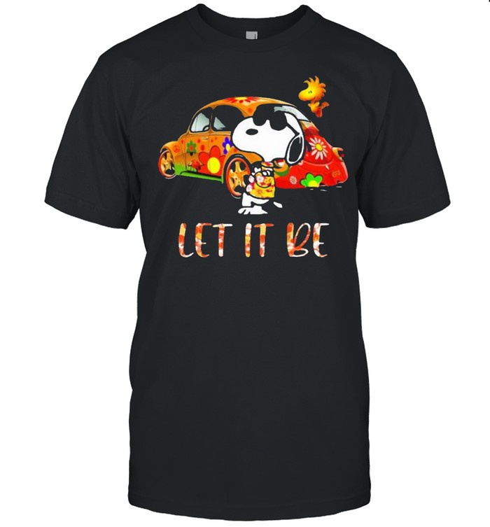 Let It Be Car Flower With Snoopy Vs Woodstock  Classic Men's T-shirt