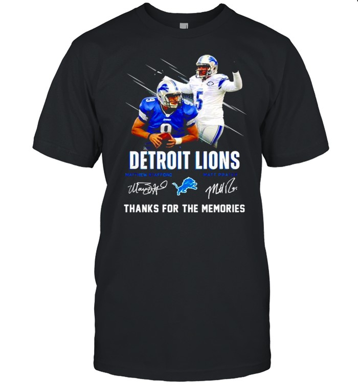 Detroit Lions Matthew Stafford Matt Prater thanks for the memories signatures shirt Classic Men's T-shirt