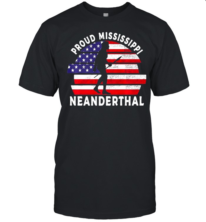 American Flag Proud Mississippi Neanderthal Vintage T-shirt