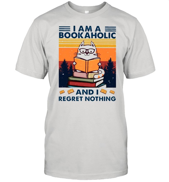 Cat I Am A Bookaholic And I Regret Nothing Vintage  Classic Men's T-shirt