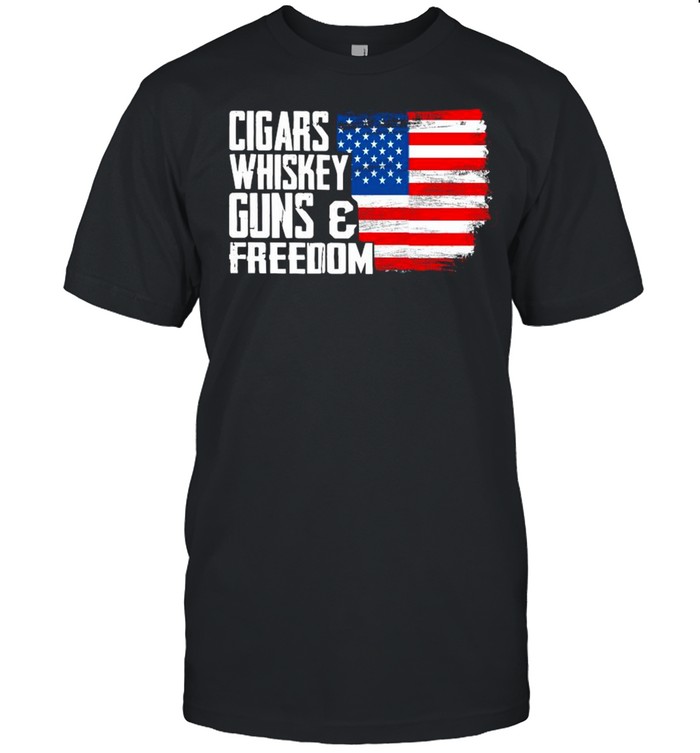 Cigars Whiskey Guns And Freedom American Flag shirt Classic Men's T-shirt