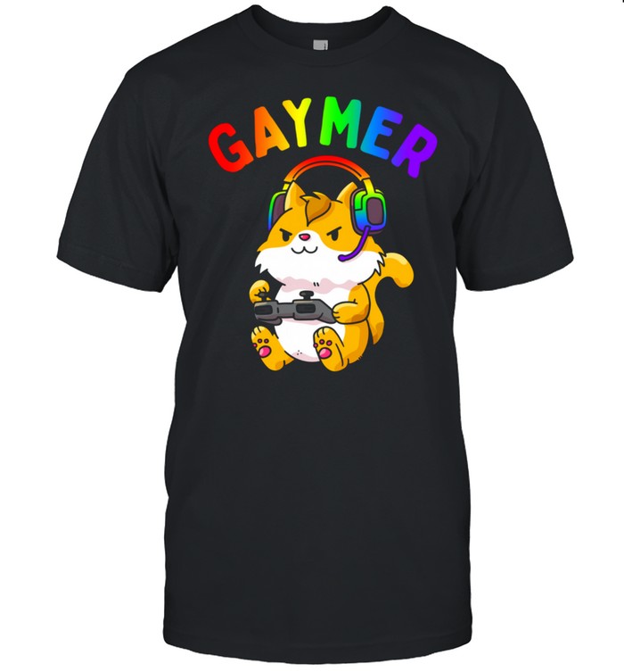 Gaymer Gay Pride Flag Gamer LGBTQ Video Game Cat shirt Classic Men's T-shirt
