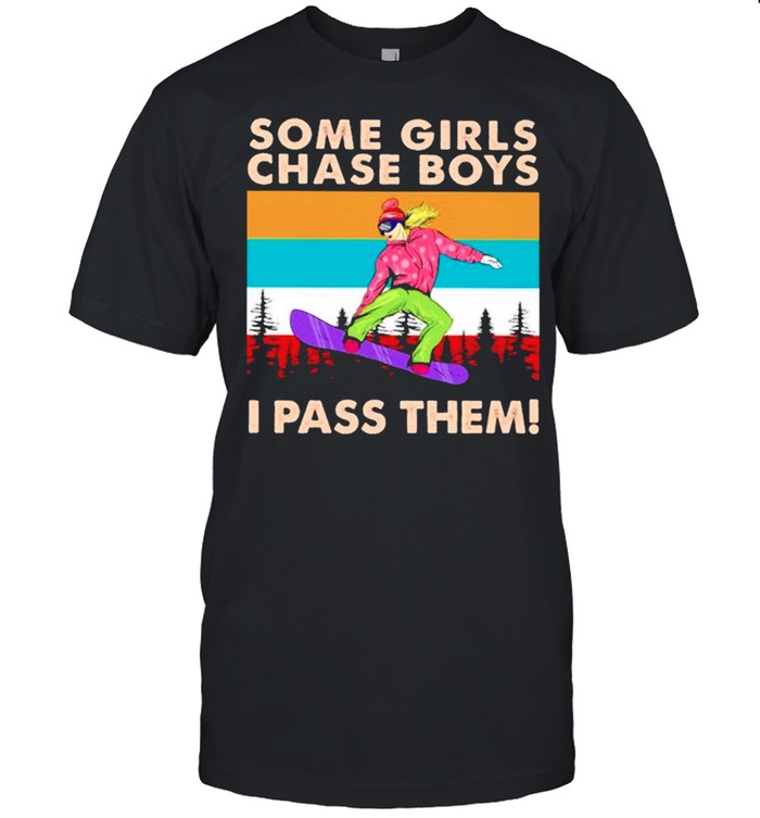 Snowboarding some girls chase boys I pass them vintage shirt Classic Men's T-shirt