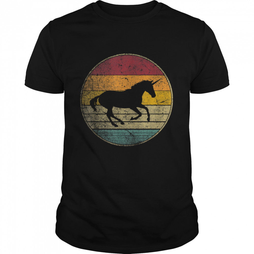 Unicorn Horse Vintage Distressed Retro Silhouette 70's 80's shirt