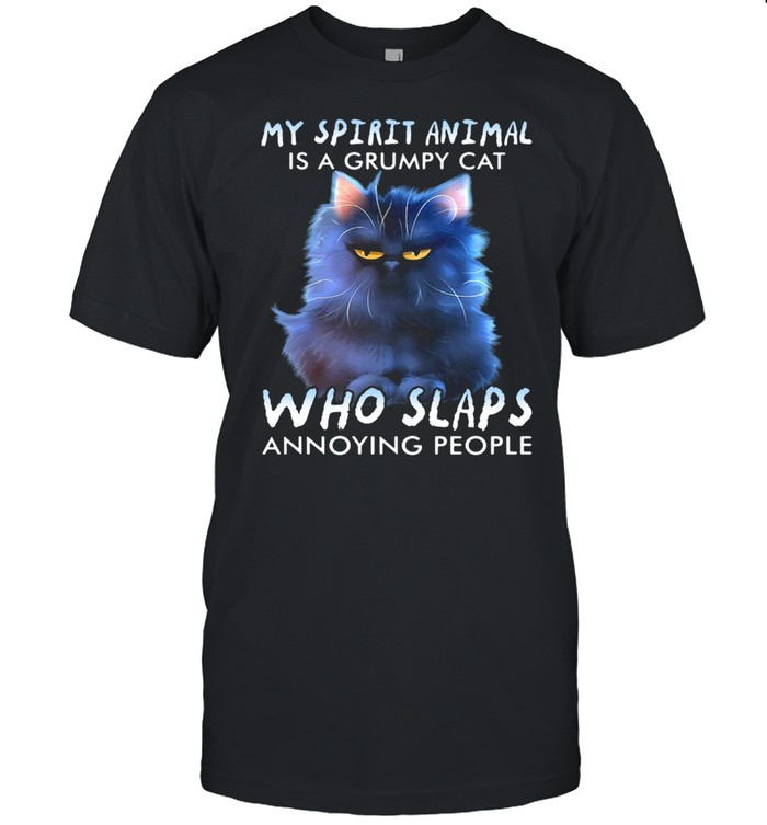 My Spirit Animal Is A Grumpy Cat Who Slaps Annoying People  Classic Men's T-shirt