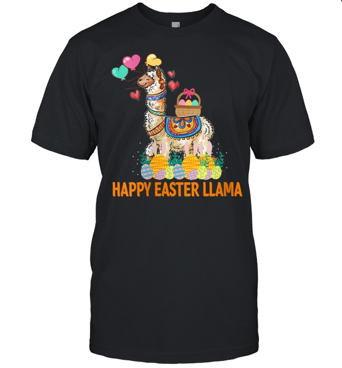 Llama Bunny Rabbit Eggs Hunting Colorful Egg Happy Easter  Classic Men's T-shirt