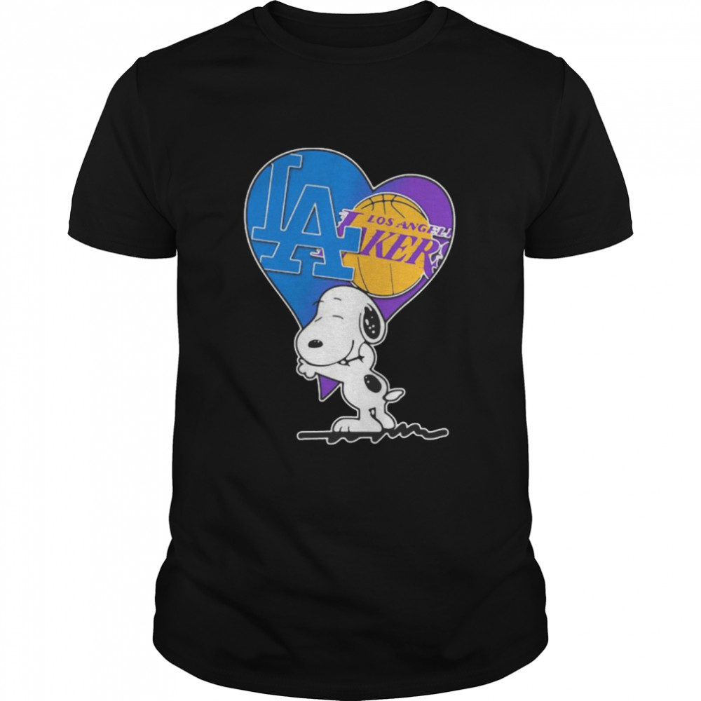 Snoopy Lover Los Angeles Lakers And Dodgers  Classic Men's T-shirt