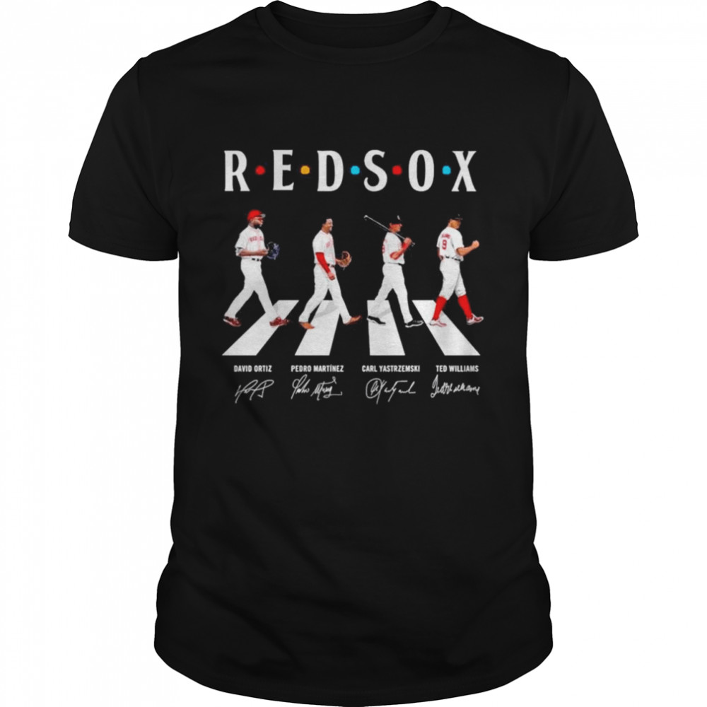 The Red Sox Baseball Team With Ortiz Martinez Yastrzemski And Williams Abbey Road Signatures shirt Classic Men's T-shirt