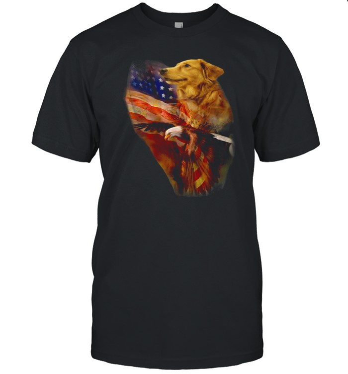 Eagle Cgolden Retriever American Wings Happy 4th Of July  Classic Men's T-shirt