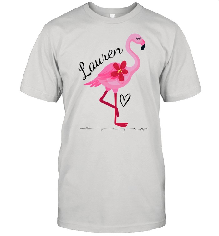 Lauren Personalized Pink Flamingo  Classic Men's T-shirt