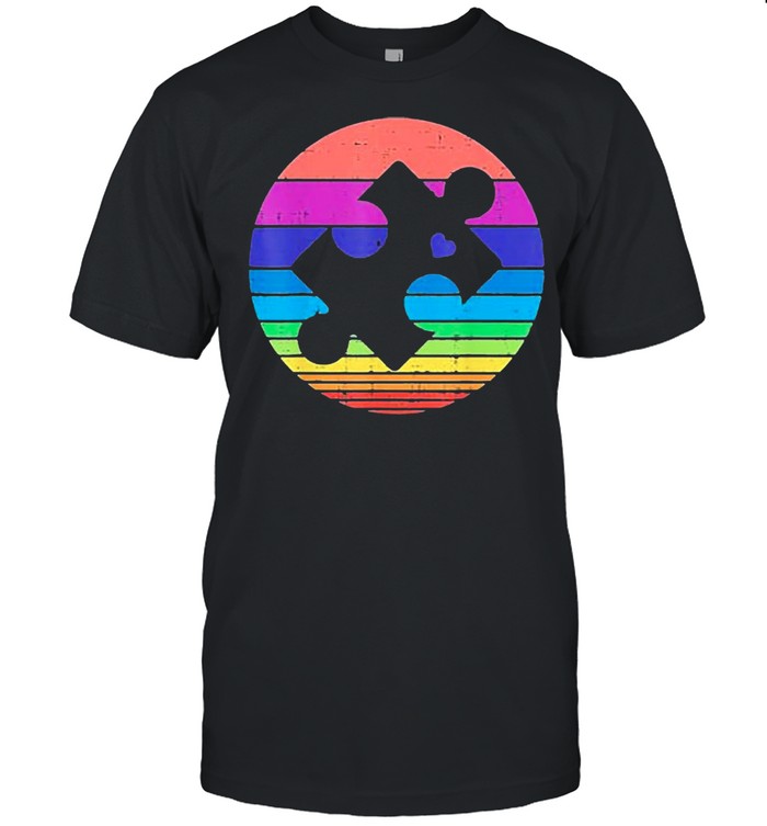 Vintage Retro Puzzle Heart Autism Awareness 2021 shirt Classic Men's T-shirt