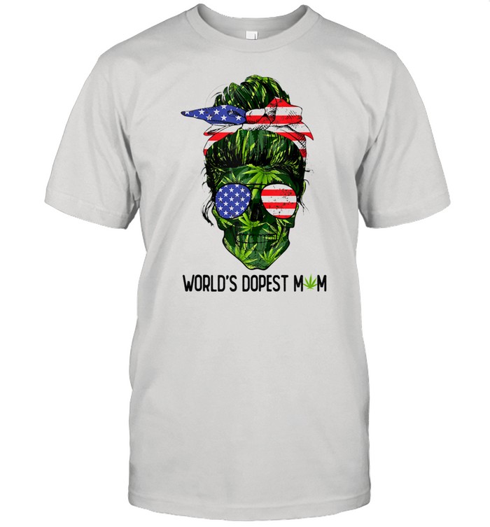 World's Dopest Mom American Flag Skull Lady Weed  Classic Men's T-shirt