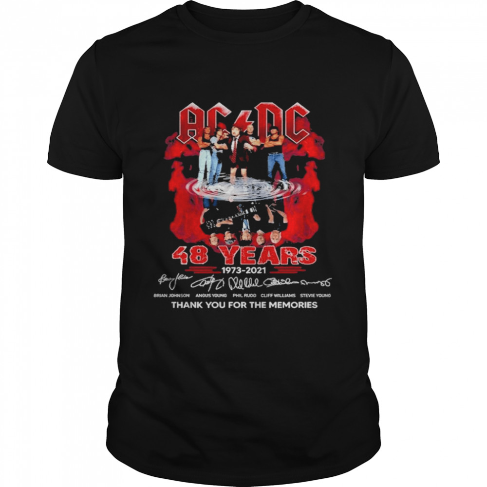 AC DC water reflection 48 year 1973 2021 signatures thank you for the memories shirt Classic Men's T-shirt
