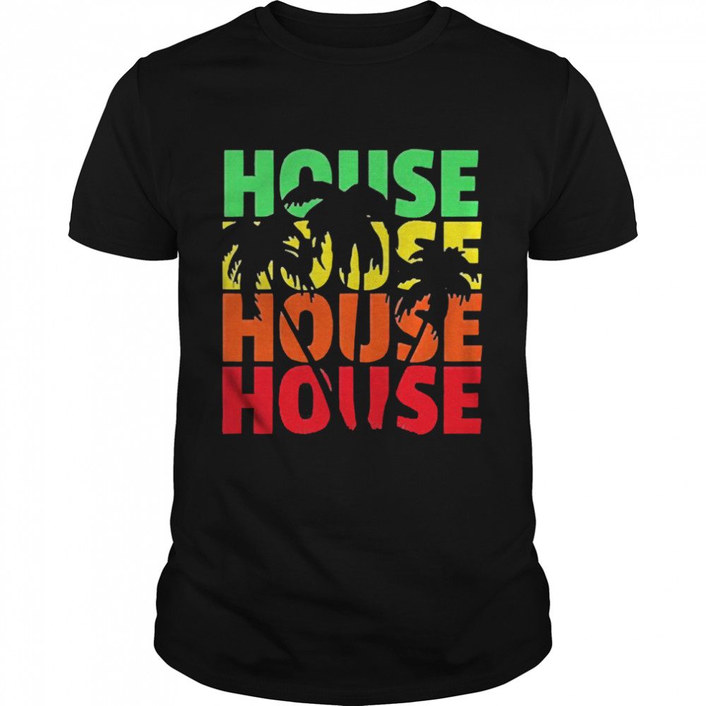 House music beach palm tree shirt