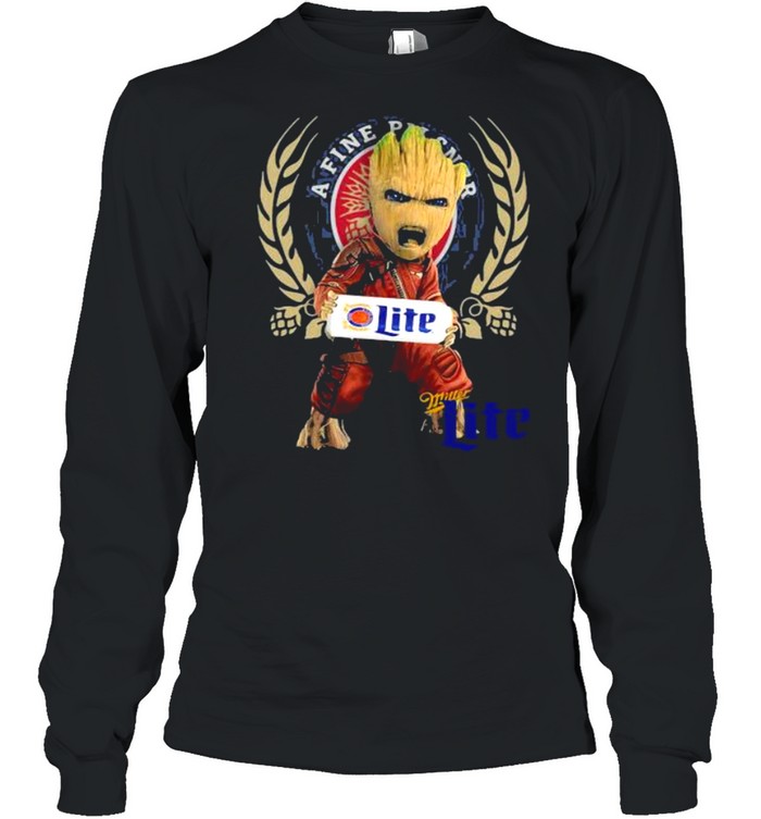 Baby Groot Hug A Fine Pilsner Lite Logo Long Sleeved T-shirt