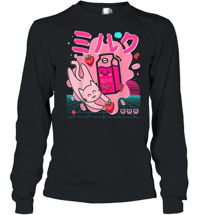 Georgenotfound Merch Japanese Strawberry Milk Shake Kawaii Long Sleeved T-shirt