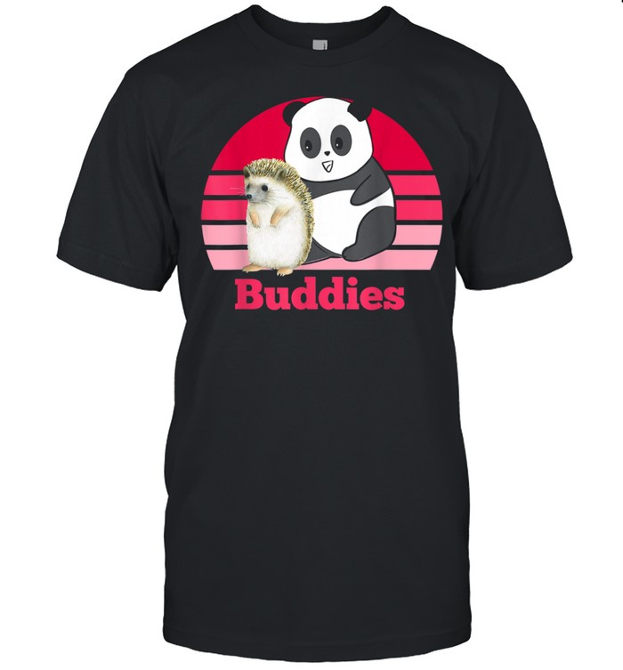 Hedgehog and Panda Bear Buddies Besties Retro Sunset  Classic Men's T-shirt