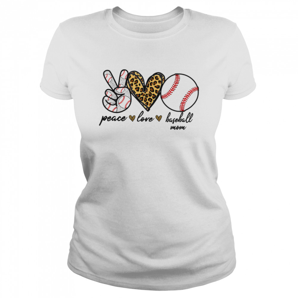 Peace Love Mom Baseball Baseball  Classic Women's T-shirt