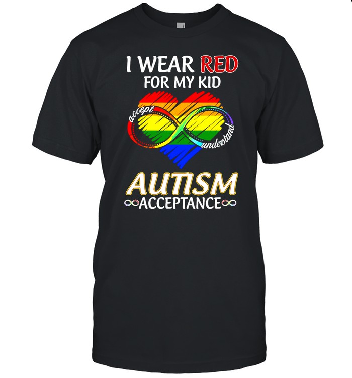 Lgbt I Wear Red For My Kid Accept Understand Autism Acceptance T-shirt Classic Men's T-shirt
