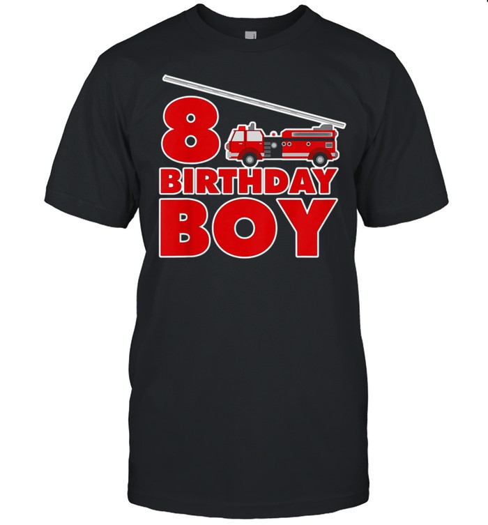 8th Birthday Boy Fire Truck shirt Classic Men's T-shirt