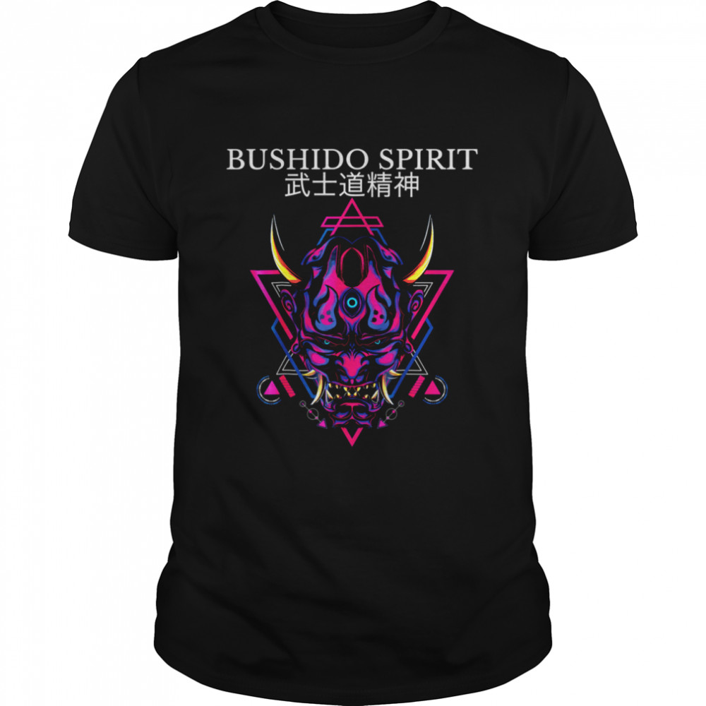 Bushido Spirit Samurai Dämon Oni Akuma Maske Japanisch Langarmshirt shirt
