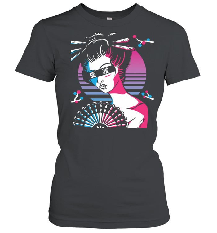 Aesthetic Vaporwave Japanese Fan Geisha Graceful Sunset Classic Women's T-shirt