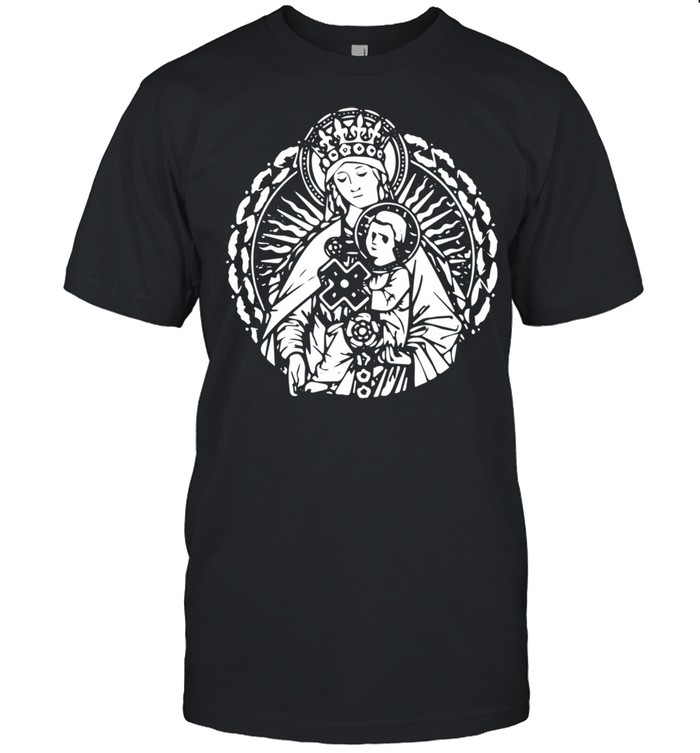 Mary Queen Mother and Child Jesus Vintage Art Catholic  Classic Men's T-shirt