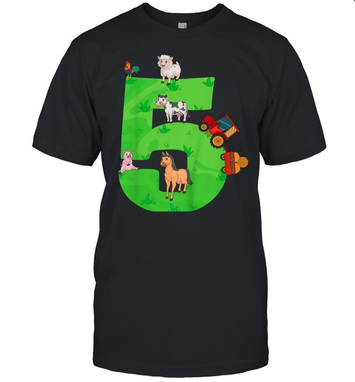 Youth 5th birthday tractor 5 years farm animals fifth  Classic Men's T-shirt