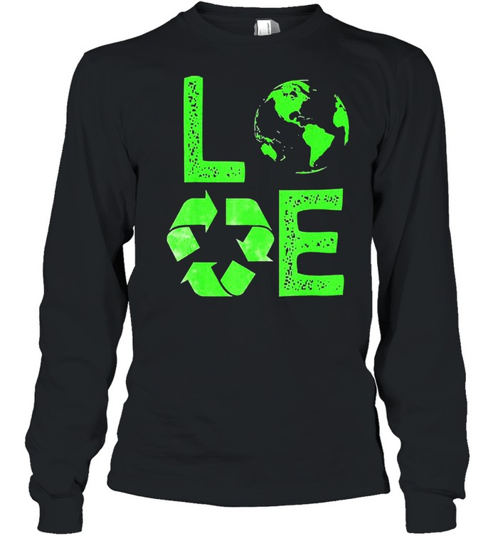 Love earth day 90s planet vintage recycling shirt Long Sleeved T-shirt