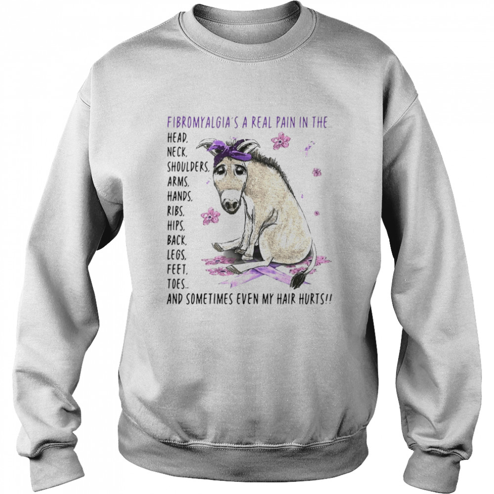 Donkey Fibromyalgia’s A Real Pain In The Body And Sometimes Even My Hair Hurts T-shirt Unisex Sweatshirt