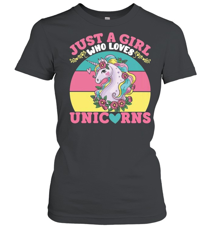 Just A Girl Who Loves Unicorns Vintage Retro T-shirt Classic Women's T-shirt