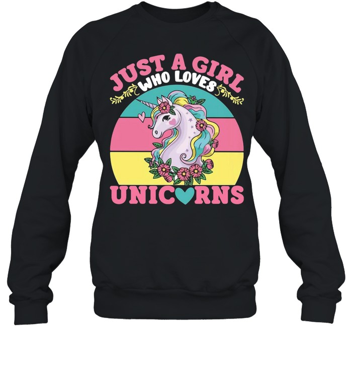 Just A Girl Who Loves Unicorns Vintage Retro T-shirt Unisex Sweatshirt