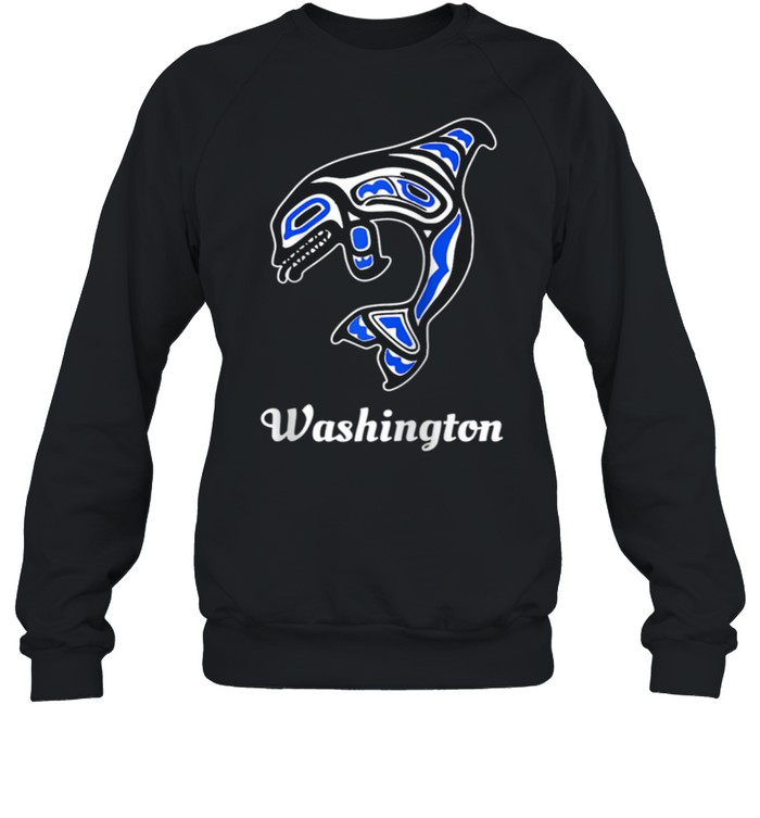 Blue Native American Washington Tribal Orca Killer Whale shirt Unisex Sweatshirt