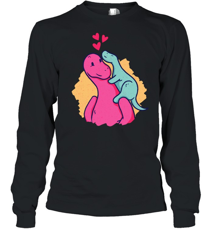 Dinosaur Mom With Baby Dinosaur Pink Mother's Day shirt Long Sleeved T-shirt