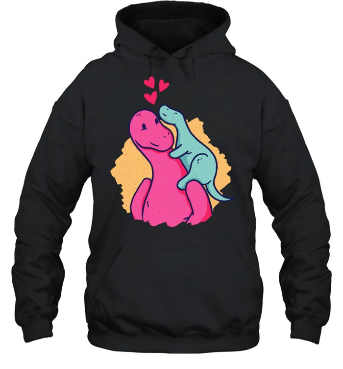 Dinosaur Mom With Baby Dinosaur Pink Mother's Day shirt Unisex Hoodie