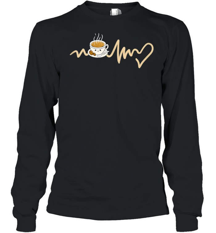 Kawaii Coffee Heartbeat shirt Long Sleeved T-shirt