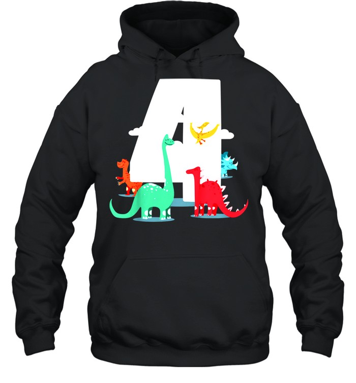 Kids Birthday 4th – Dinoparty shirt Unisex Hoodie