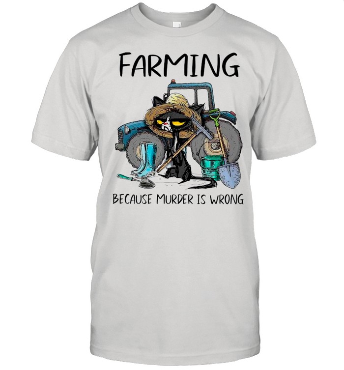 Farming Because Murder Is Wrong Black Cat shirt Classic Men's T-shirt