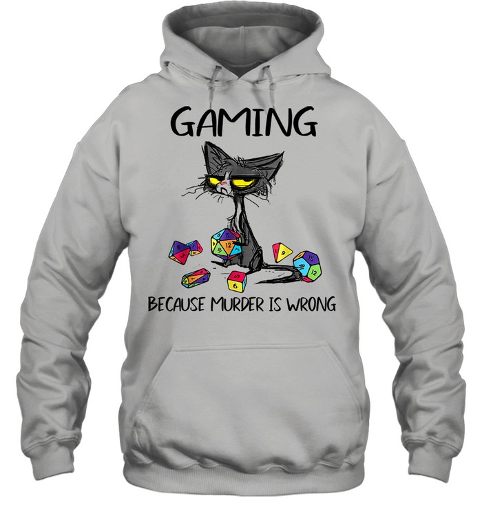 Gaming Because Murder Is Wrongs Black Cat Unisex Hoodie