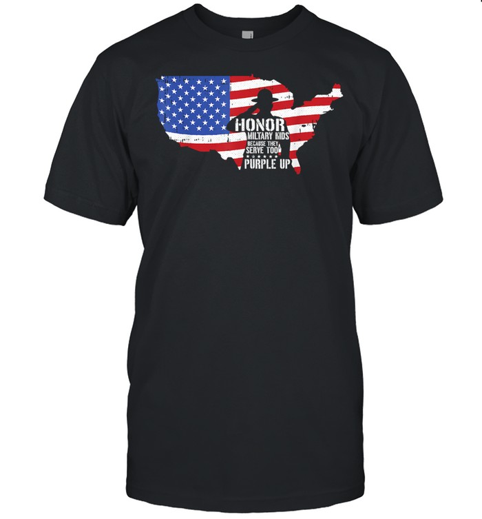 Honor Military Kids Because They Serve Too Purple Up American Flag Shirt
