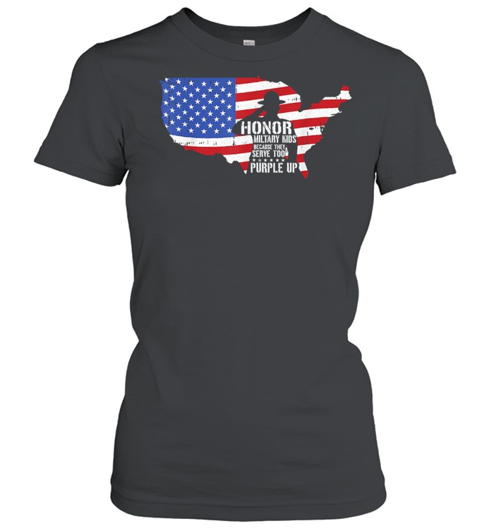 Honor Military Kids Because They Serve Too Purple Up American Flag  Classic Women's T-shirt