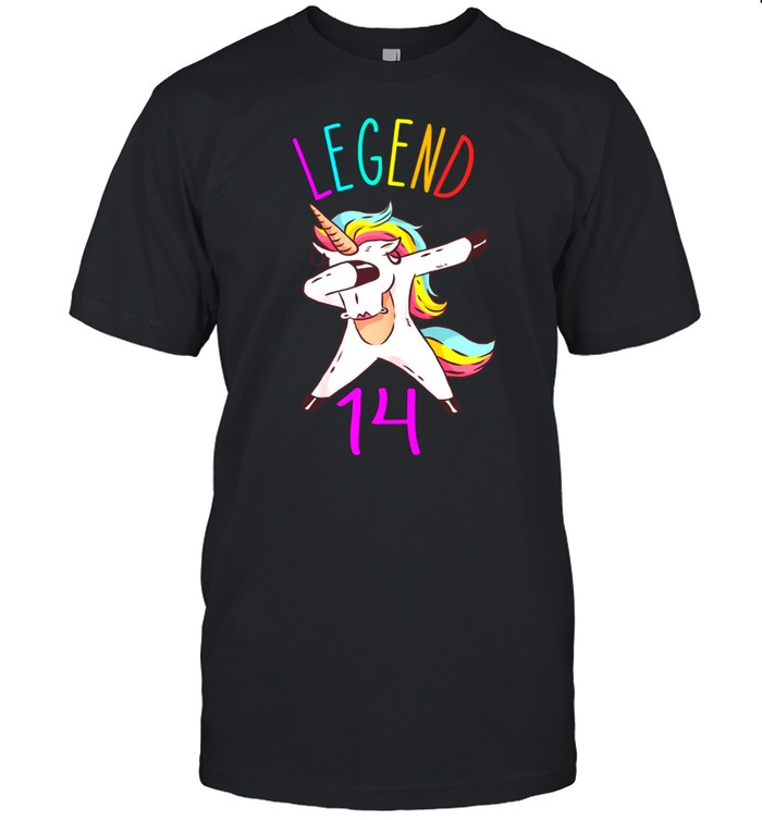 Legend 14 Years Old Dabbing Unicorn Dab 14th Birthday shirt Classic Men's T-shirt
