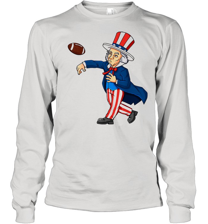 Uncle Sam Football 4th Of July Patriotic Long Sleeved T-shirt