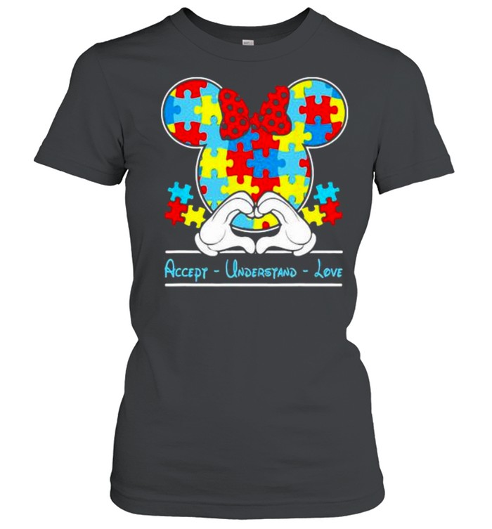 Mickey Love Heart Accept Understand Autism Awareness Classic Women's T-shirt