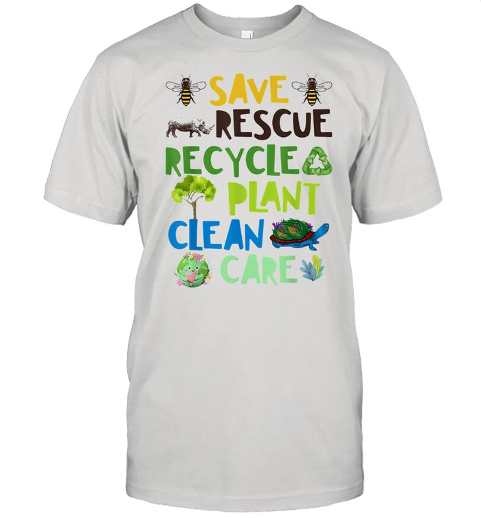 Save Rescue Recycle Plant Clean Care Bee Turtle The Earth Classic Men's T-shirt